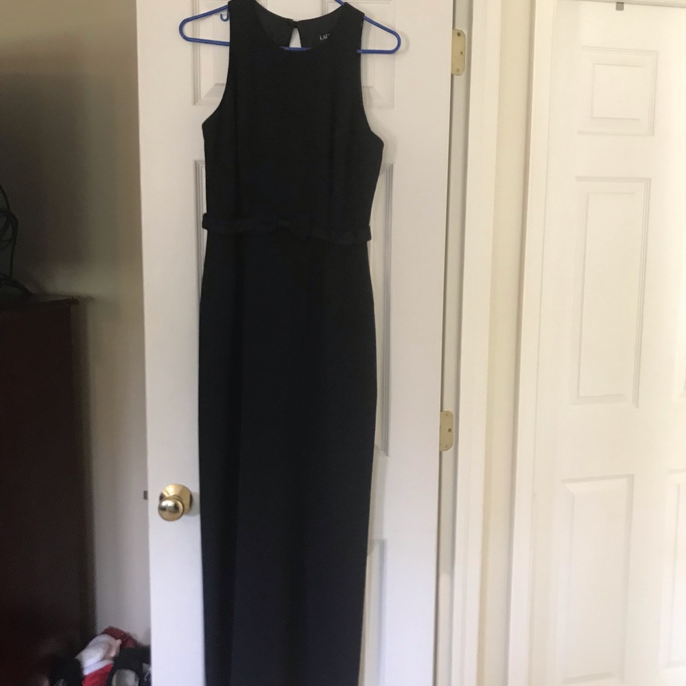 Black gown with front bow and open back
